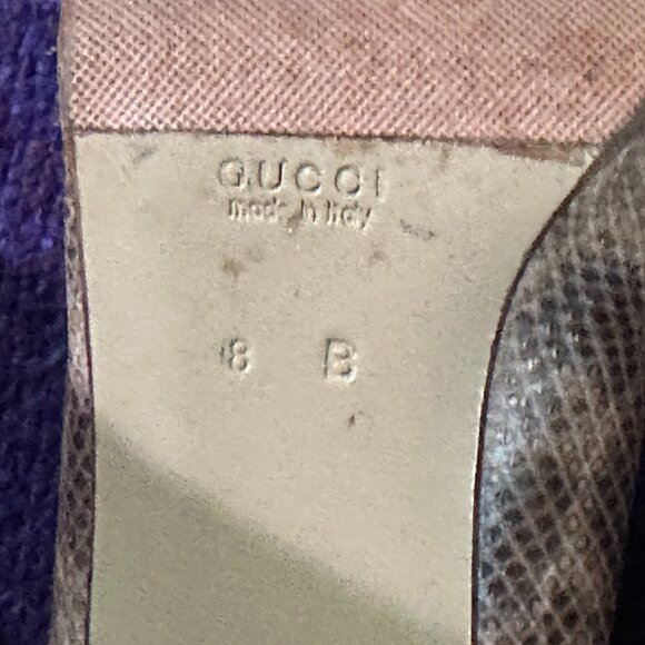 Y2K Gucci Embossed Leather Snakeskin and Wood Medium-heeled Pumps size 8B - Picture 8 of 10